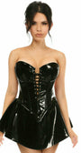 Black Patent Steel Boned Corset Dress