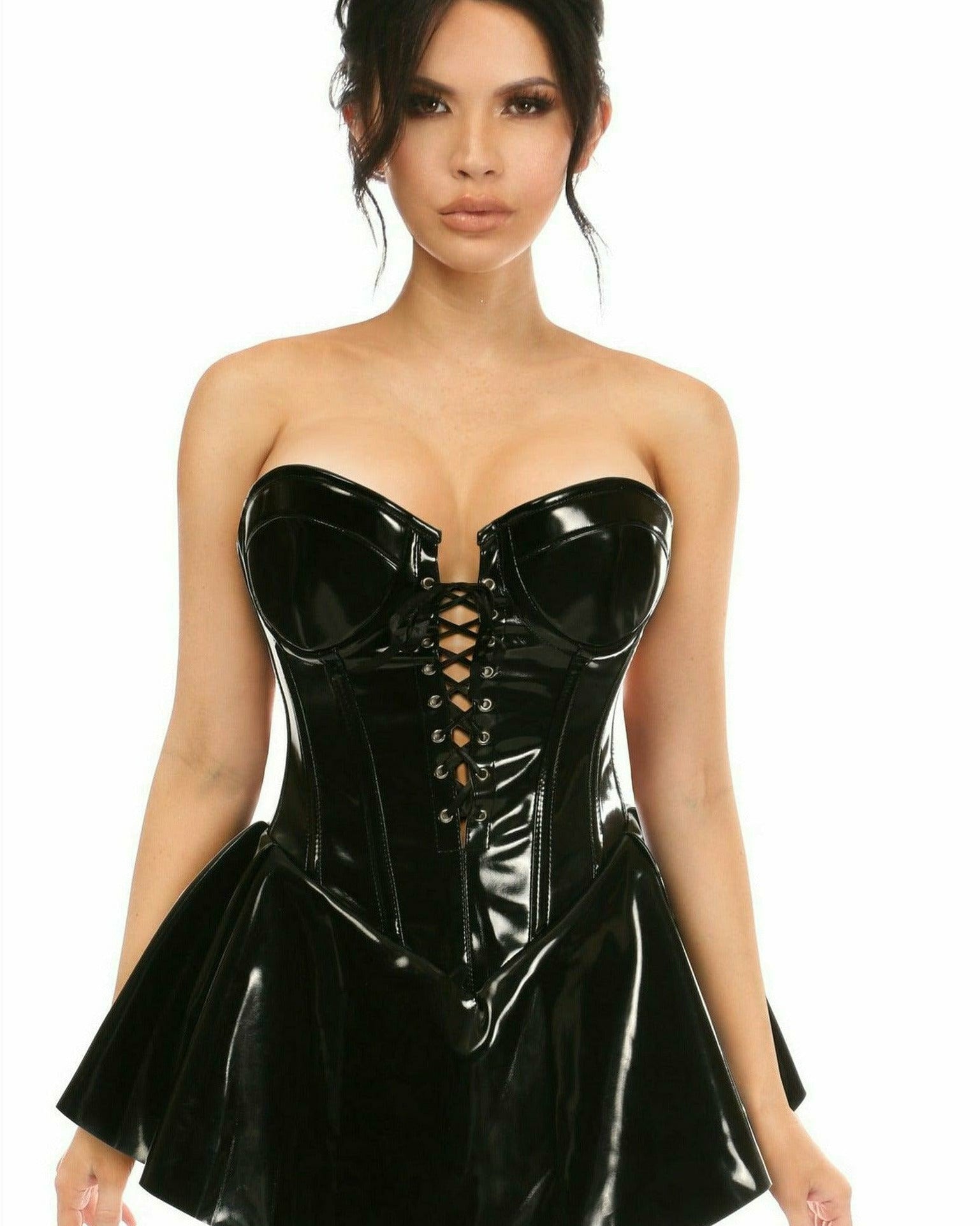 Black Patent Steel Boned Corset Dress