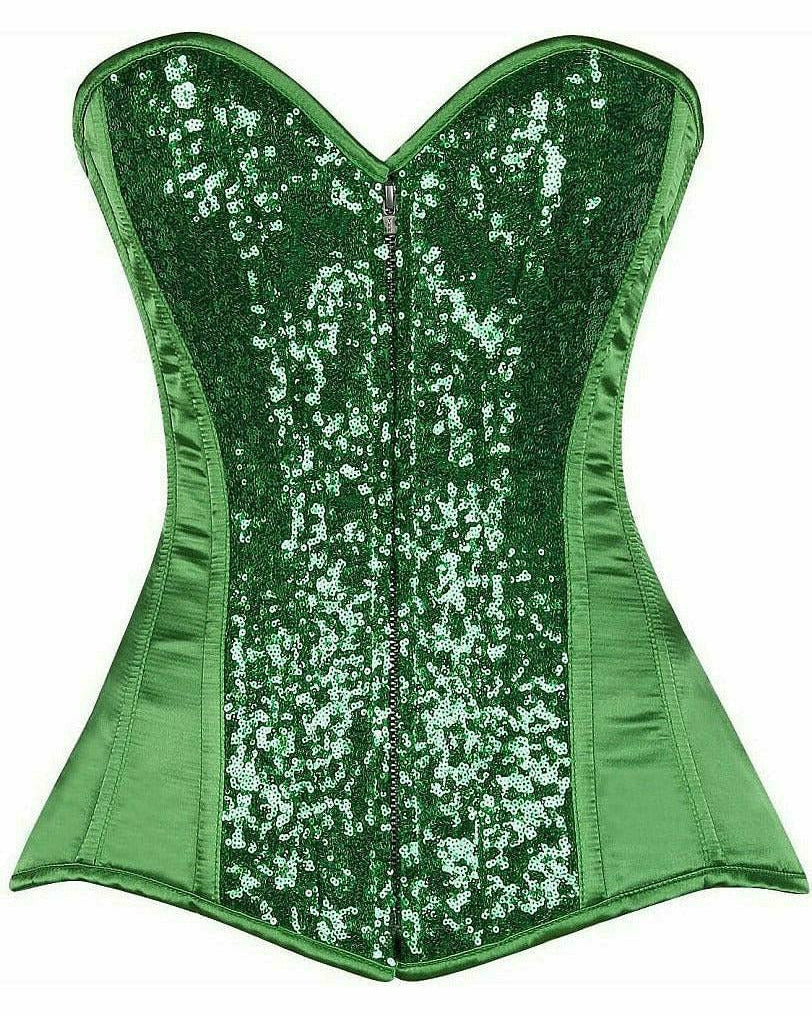 Green Sequin Steel Boned Corset