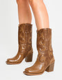 Texas Vintage Western Two Toned Block Heel Ankle Boots