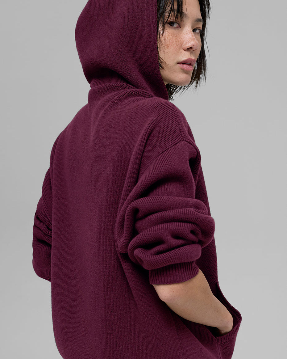 Scholar Hooded Sweater - Burgundy