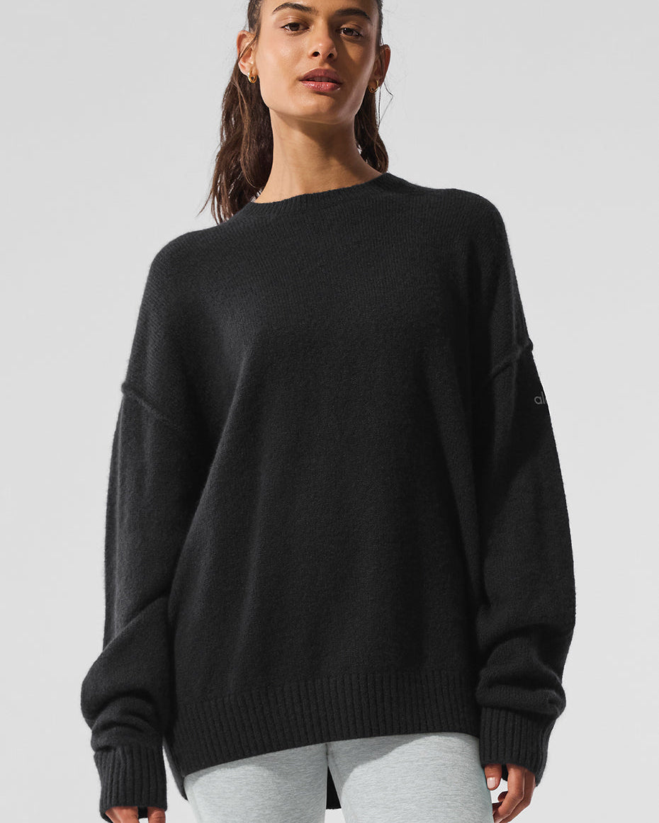 Unisex Wool Cashmere New Class Crewneck Sweater - Black