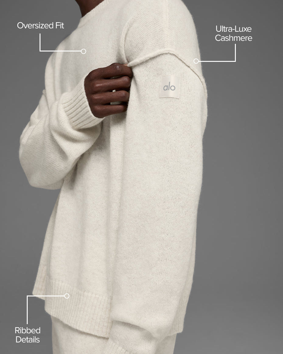 Unisex Wool Cashmere New Class Crewneck Sweater - Bone Heather