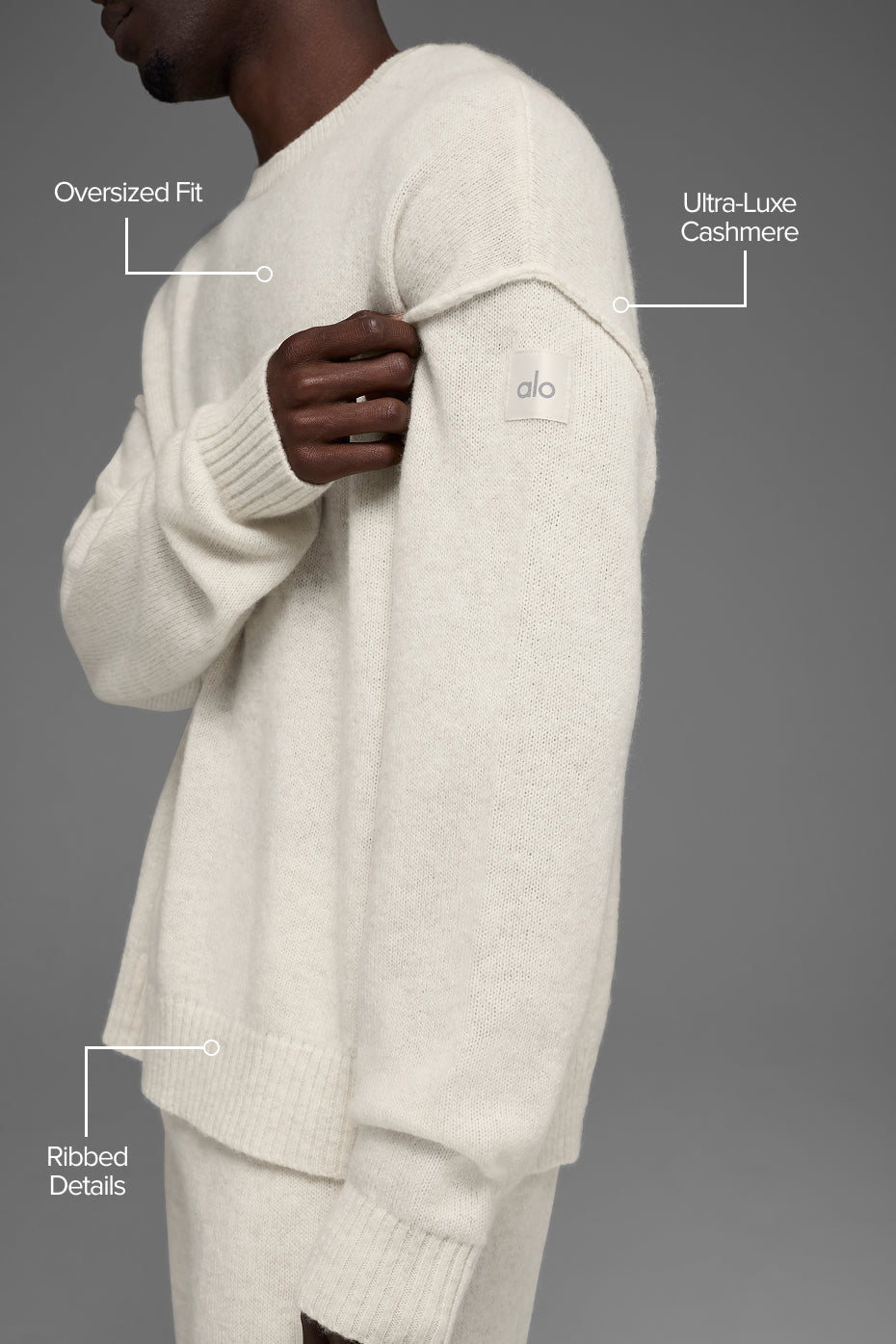 Unisex Wool Cashmere New Class Crewneck Sweater - Bone Heather