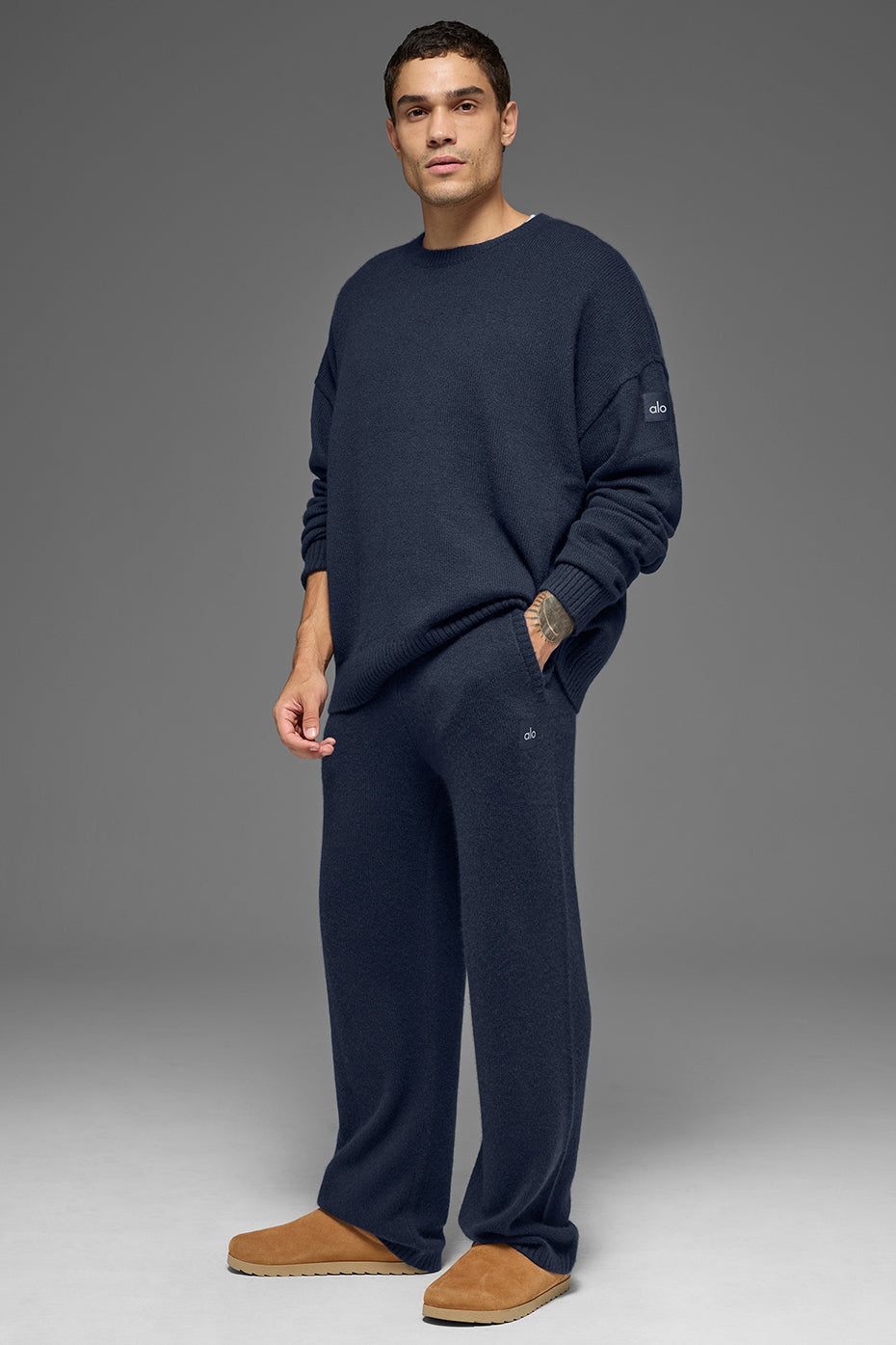 Unisex Wool Cashmere New Class Crewneck Sweater - Navy