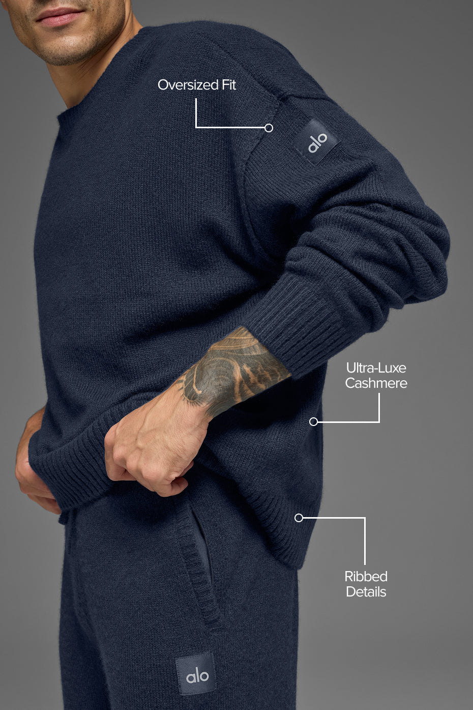 Unisex Wool Cashmere New Class Crewneck Sweater - Navy