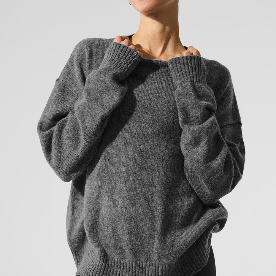 Unisex Wool Cashmere New Class Crewneck Sweater - Platinum Grey