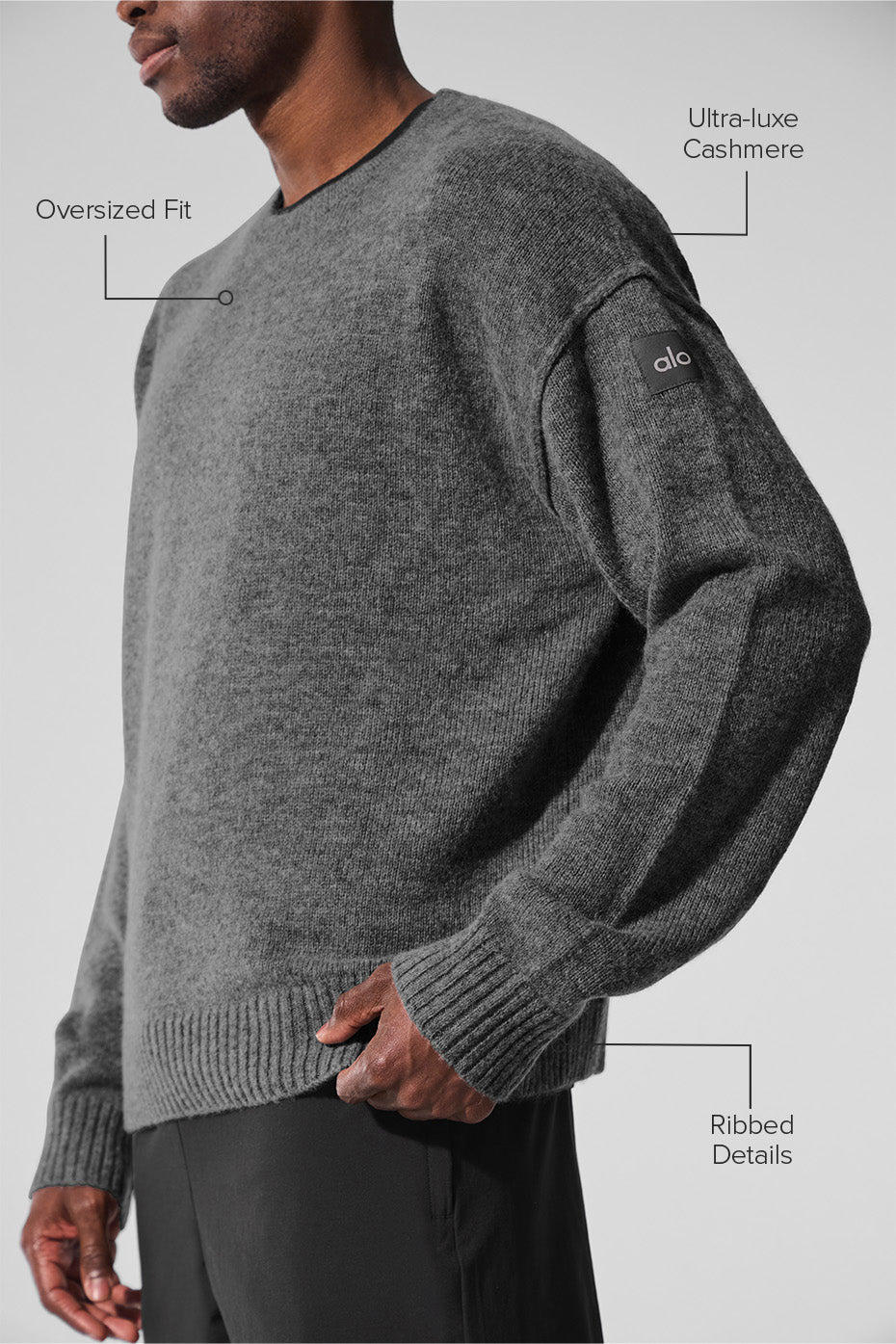 Unisex Wool Cashmere New Class Crewneck Sweater - Platinum Grey