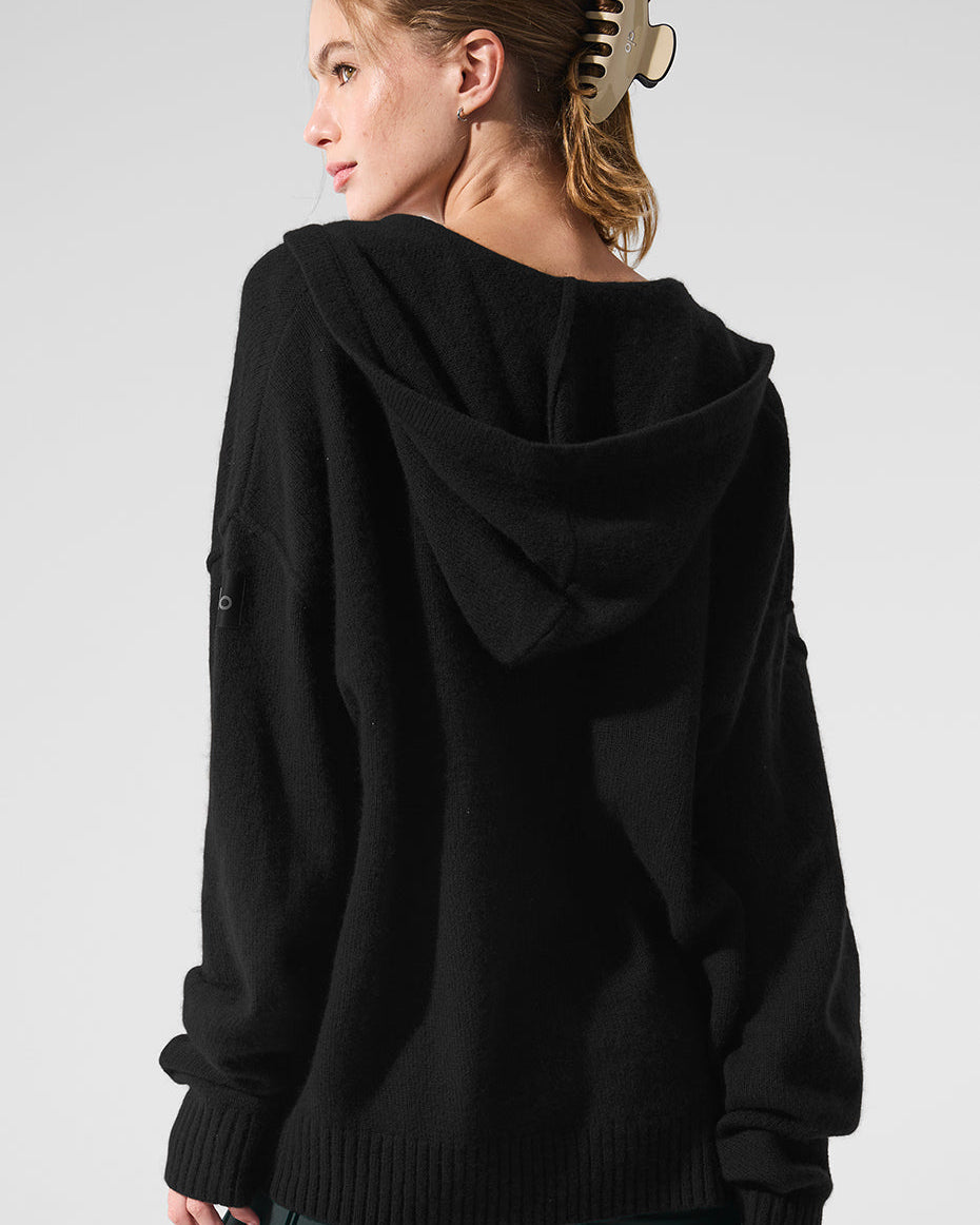 Wool Cashmere New Class Full Zip Hoodie - Black