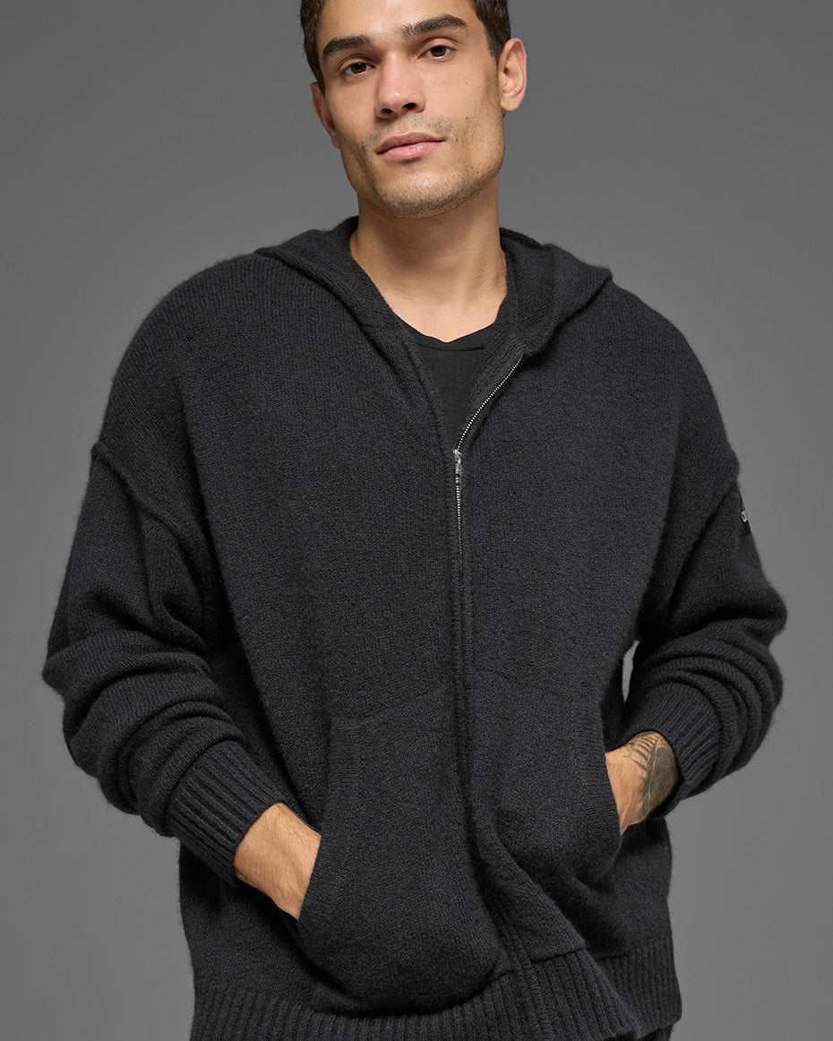 Wool Cashmere New Class Full Zip Hoodie - Black