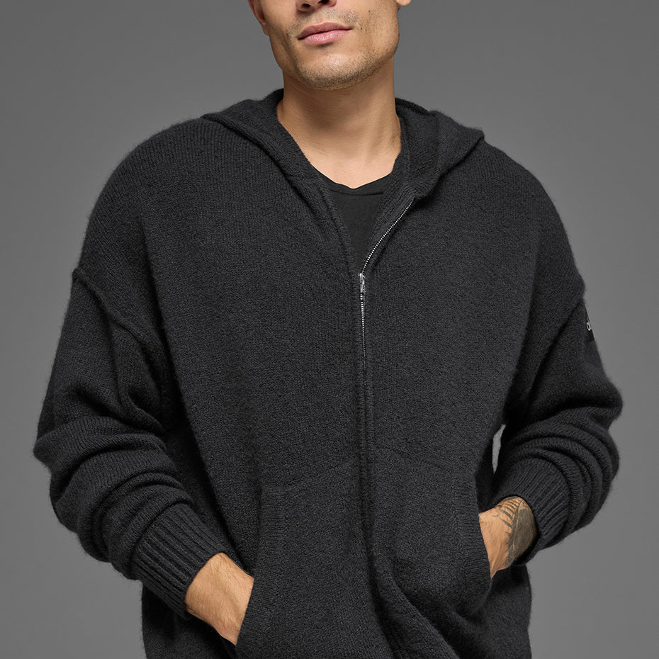 Wool Cashmere New Class Full Zip Hoodie - Black