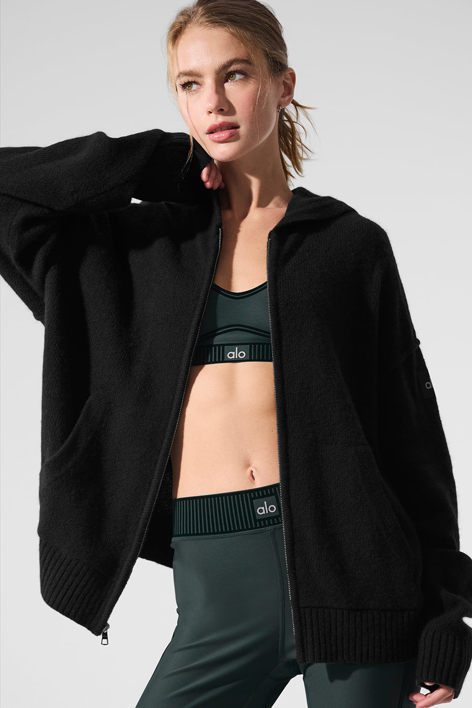 Wool Cashmere New Class Full Zip Hoodie - Black