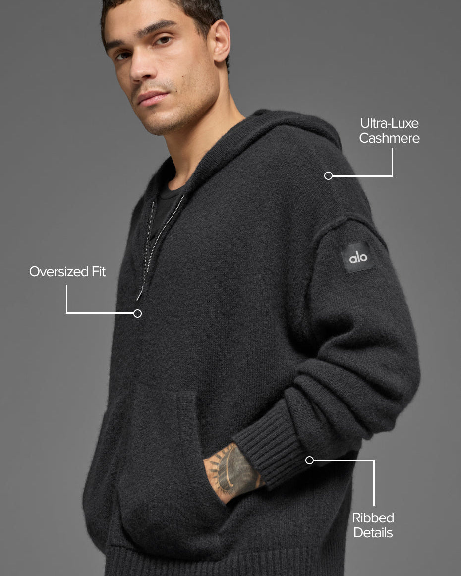 Wool Cashmere New Class Full Zip Hoodie - Black