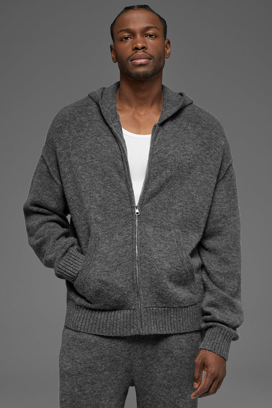 Wool Cashmere New Class Full Zip Hoodie - Platinum Grey