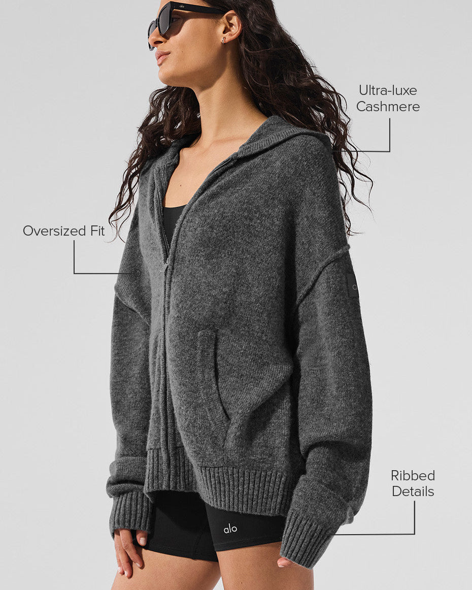 Wool Cashmere New Class Full Zip Hoodie - Platinum Grey