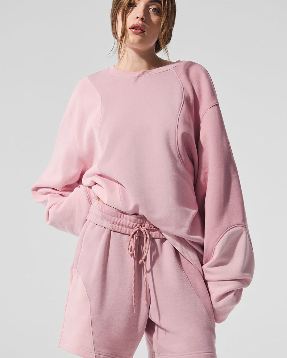 Make Waves Crew Neck Pullover - Sunset Pink Tonal