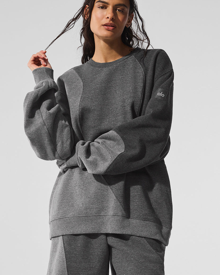 Make Waves Crew Neck Pullover - Dark Heather Grey Tonal