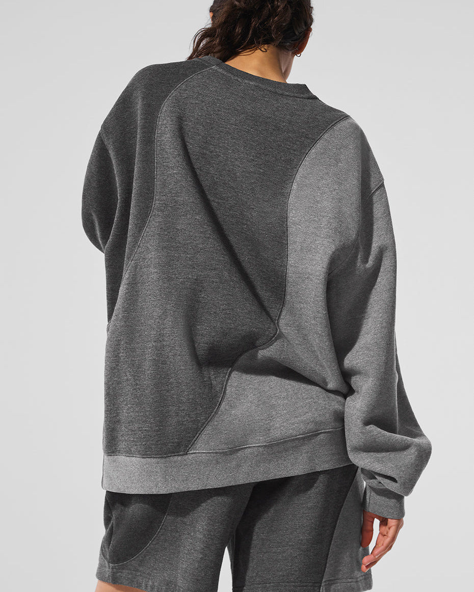 Make Waves Crew Neck Pullover - Dark Heather Grey Tonal