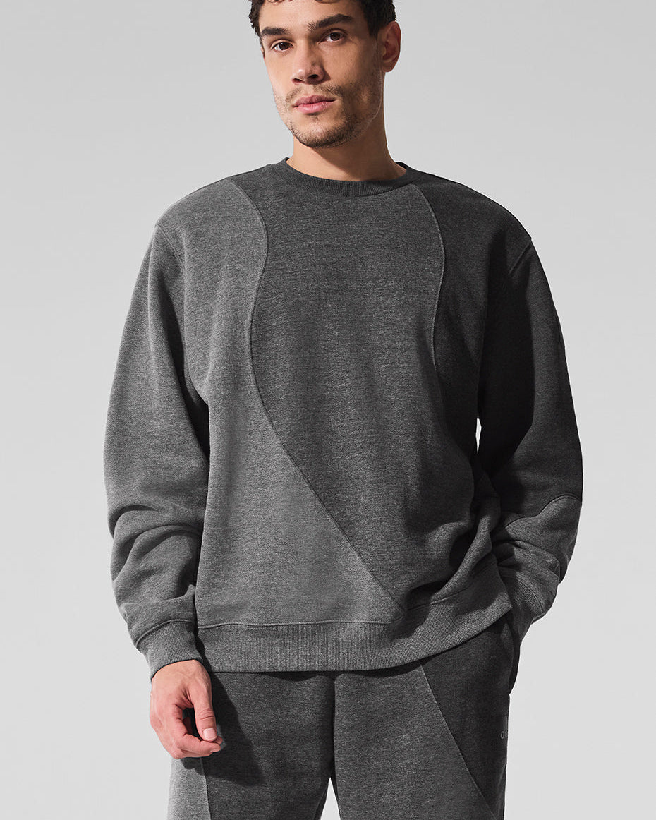 Make Waves Crew Neck Pullover - Dark Heather Grey Tonal