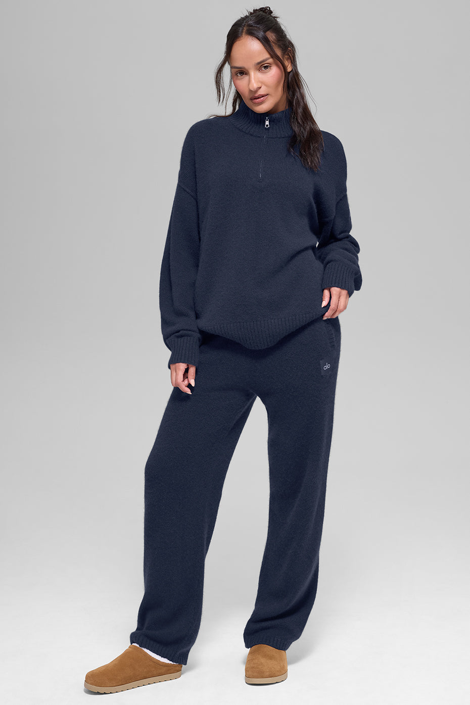 Wool Cashmere New Class 1/4 Zip Pullover - Navy