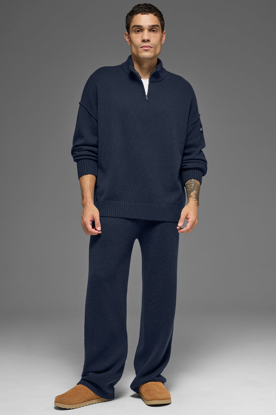 Wool Cashmere New Class 1/4 Zip Pullover - Navy