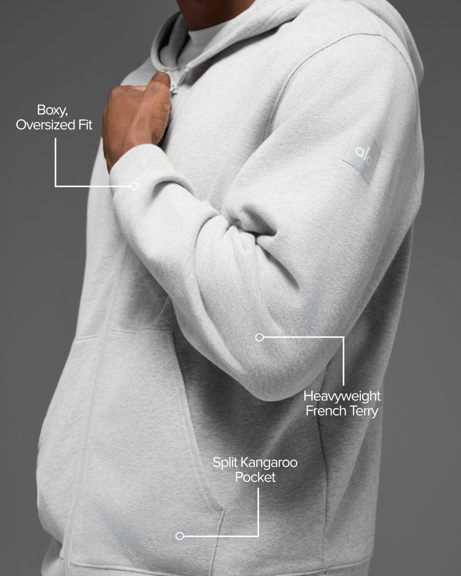 Renown Heavy Weight Full Zip Hoodie - Athletic Heather Grey