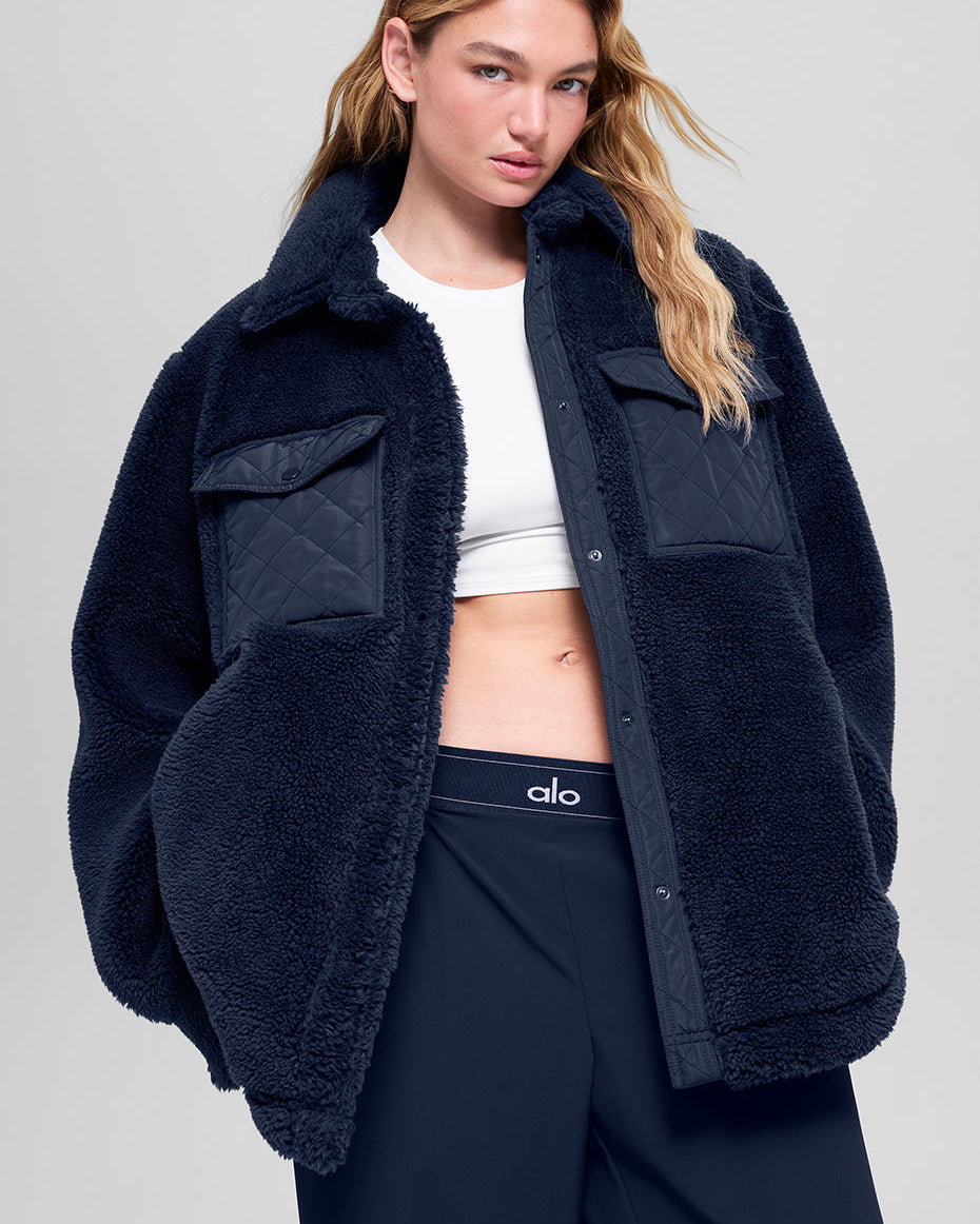 Sherpa Edge Shacket - Navy