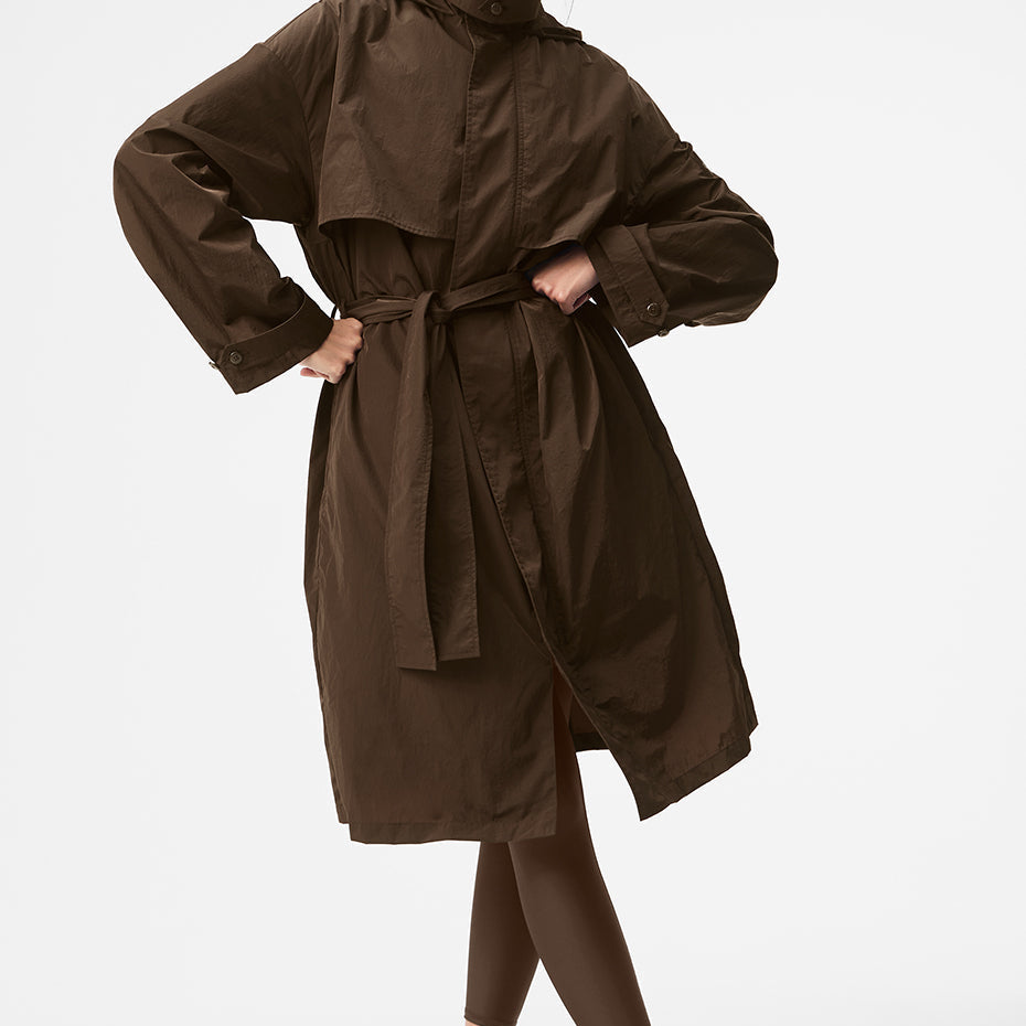Crinkle On The Move Trench - Espresso