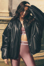 Faux Leather Premier Bomber - Black