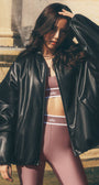 Faux Leather Premier Bomber - Black