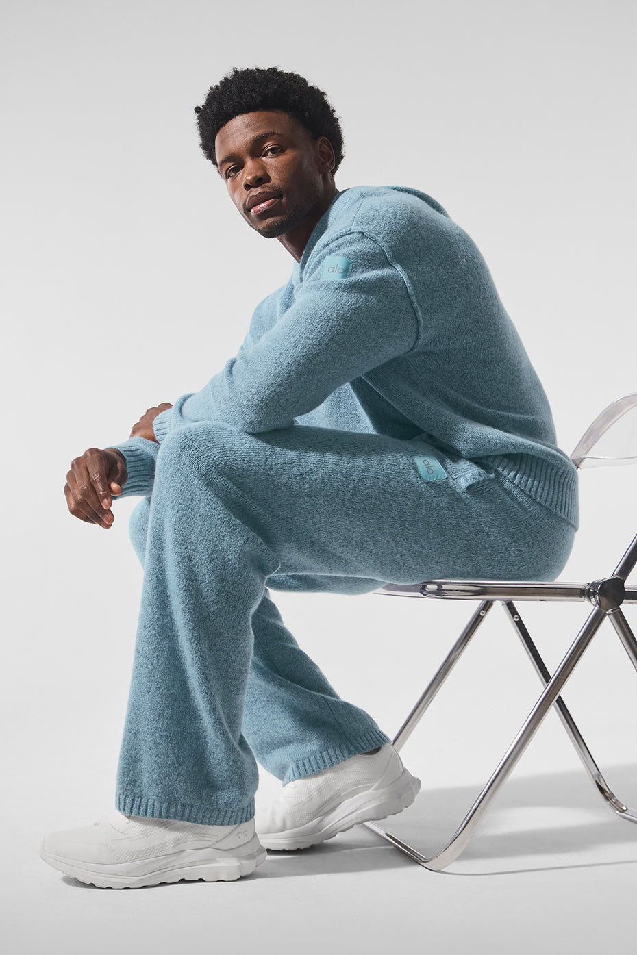 Wool Cashmere New Class Sweatpant - Celestial Blue Granite Heather