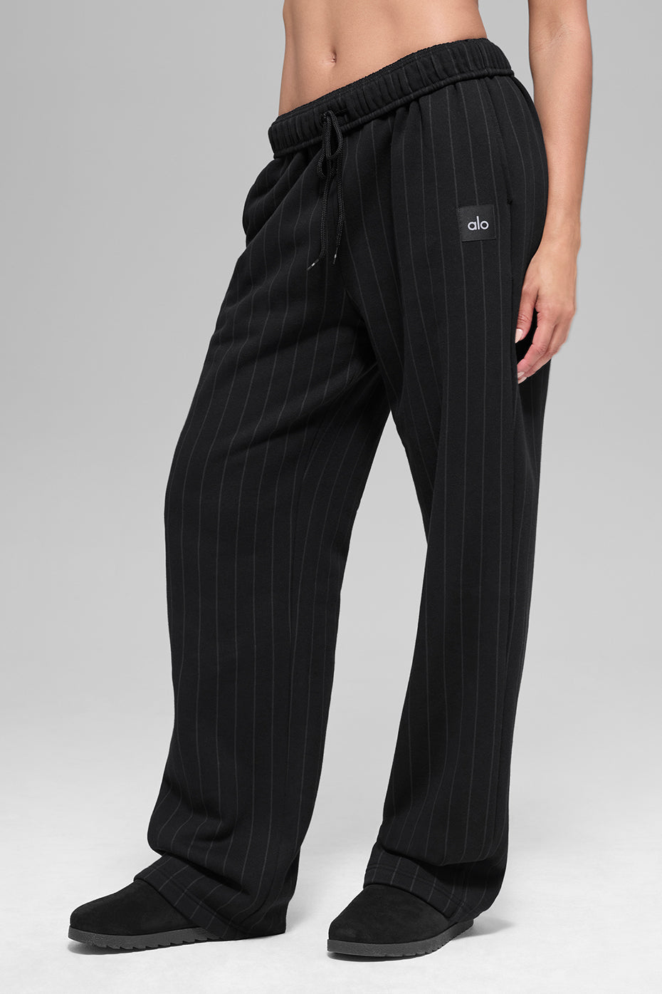 Pinstripe Straight Leg Sweatpant - Black Pinstripe