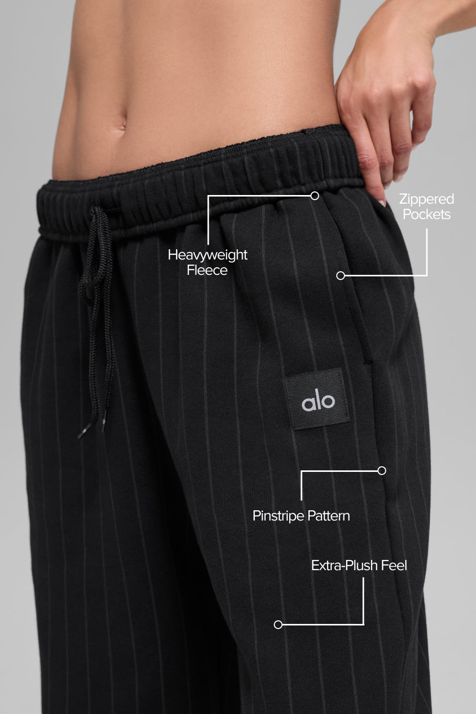 Pinstripe Straight Leg Sweatpant - Black Pinstripe