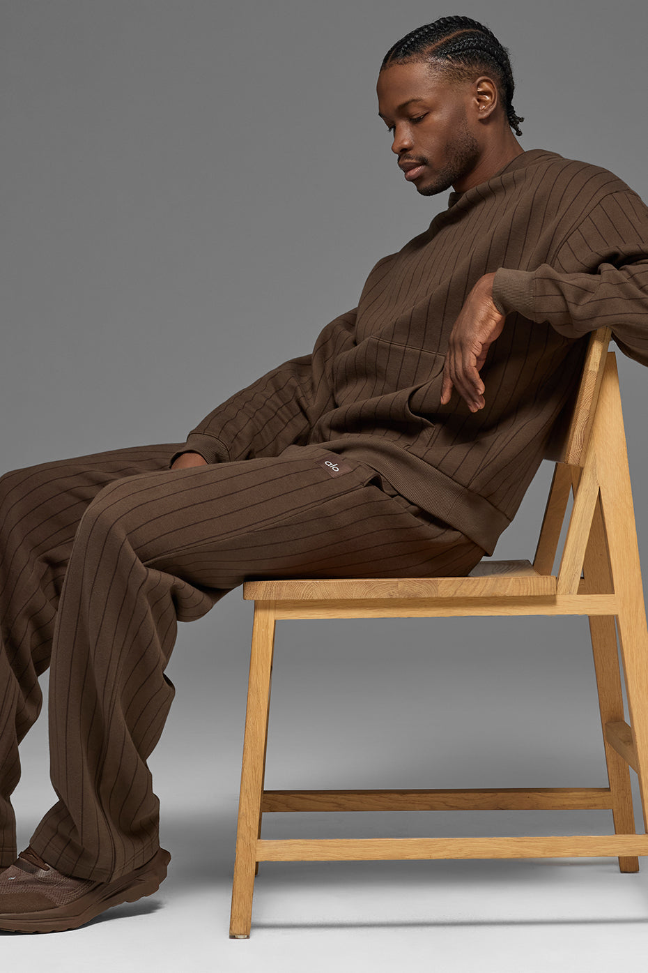 Pinstripe Straight Leg Sweatpant - Espresso Pinstripe