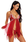 Mesh and Contrast Lace Babydoll