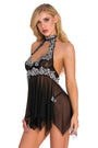 High Neck Contrast Lace Babydoll