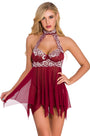 High Neck Contrast Lace Babydoll