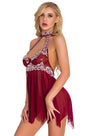 High Neck Contrast Lace Babydoll
