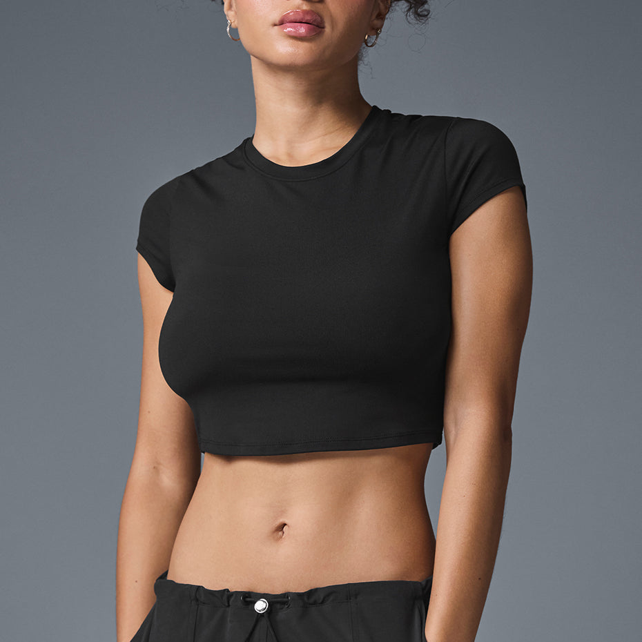 Alosoft Crop Finesse Short Sleeve - Black