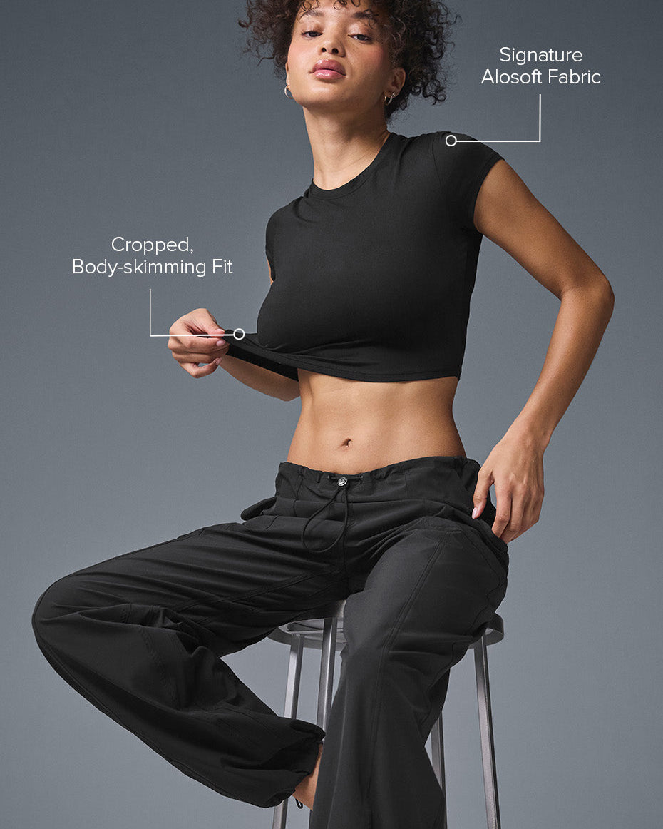 Alosoft Crop Finesse Short Sleeve - Black