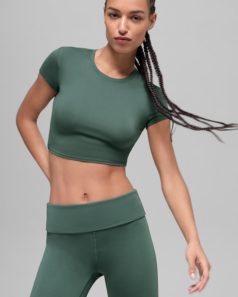 Alosoft Crop Finesse Short Sleeve - Clover Green