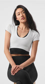 Seamless Ribbed Cropped Serene Short Sleeve - White