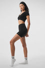 Seamless Ribbed Cropped Serene Short Sleeve - Black