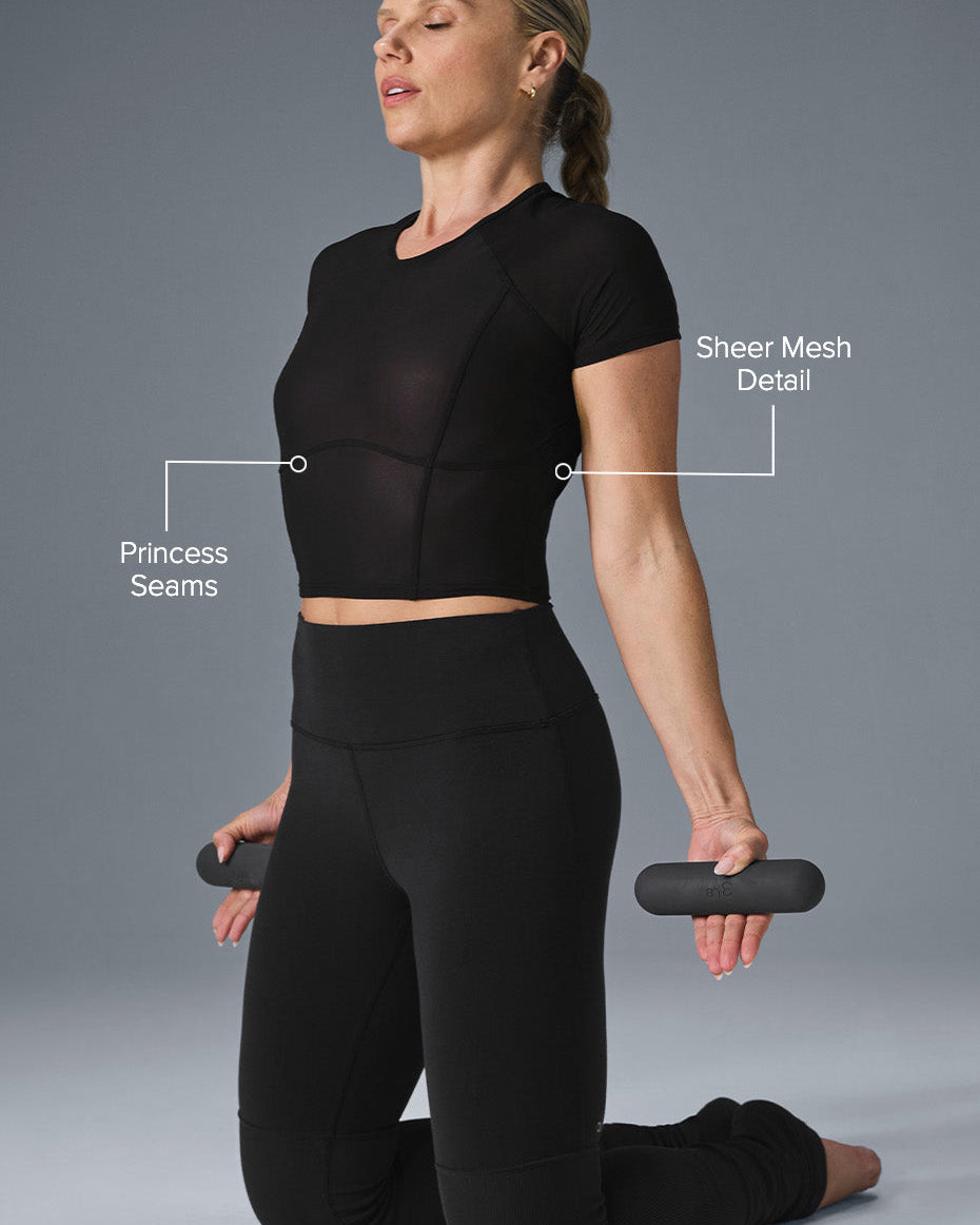 Mesh Cropped Tempo Short Sleeve - Black