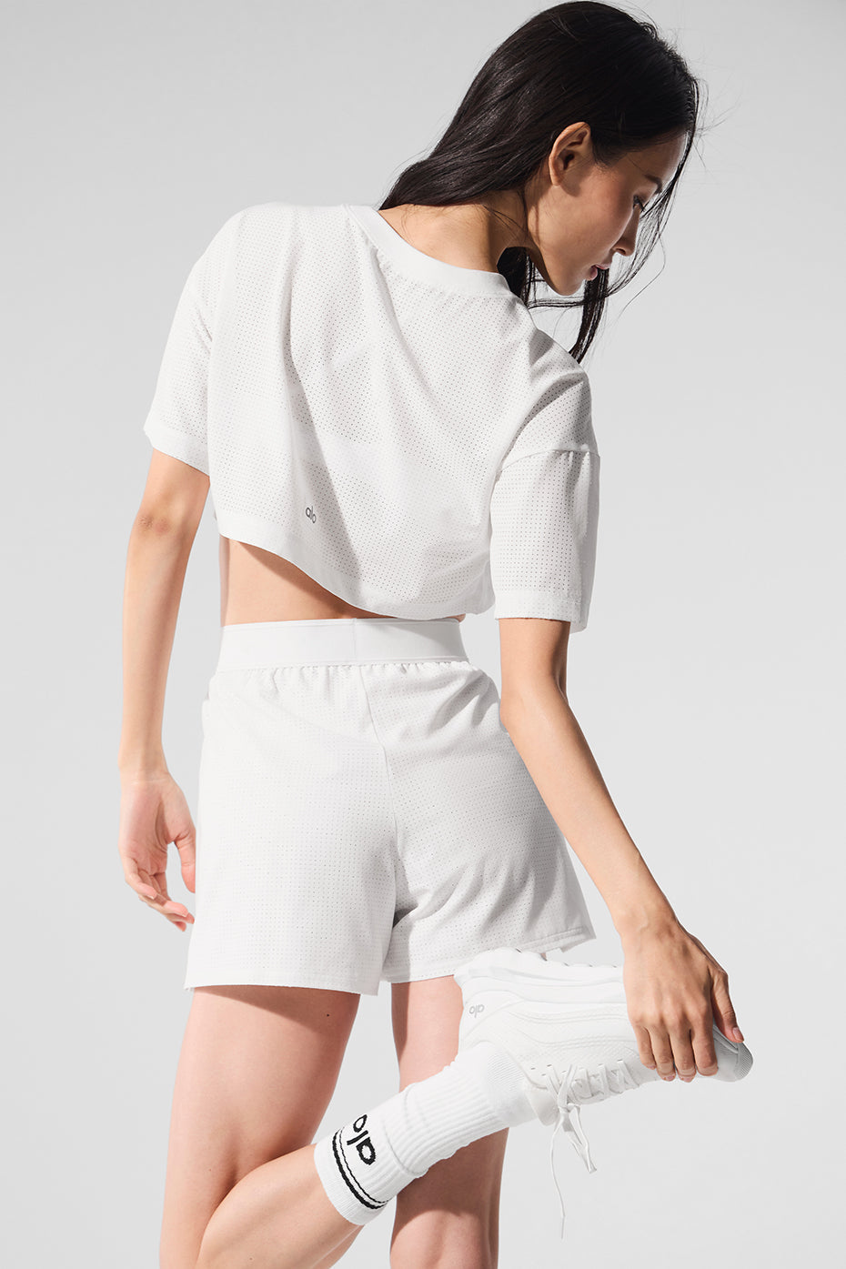 Mesh Cropped Mirage Tee - White