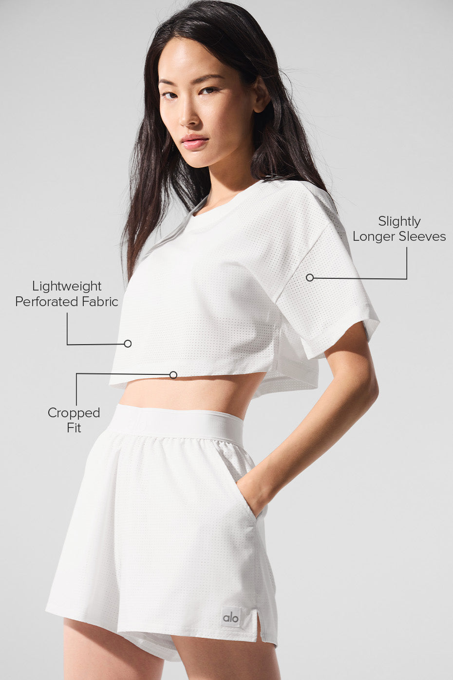 Mesh Cropped Mirage Tee - White