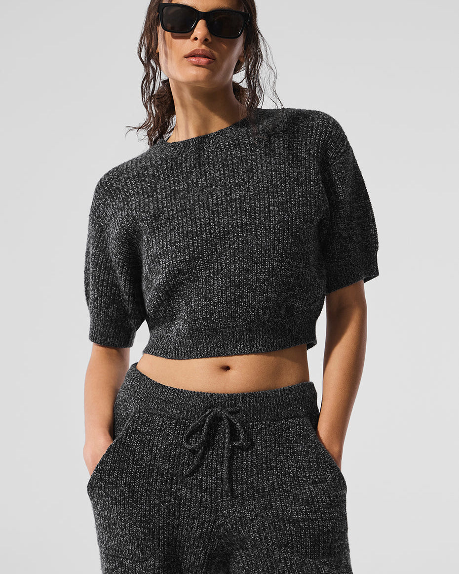 Marl Sweater Short Sleeve - Black Marl