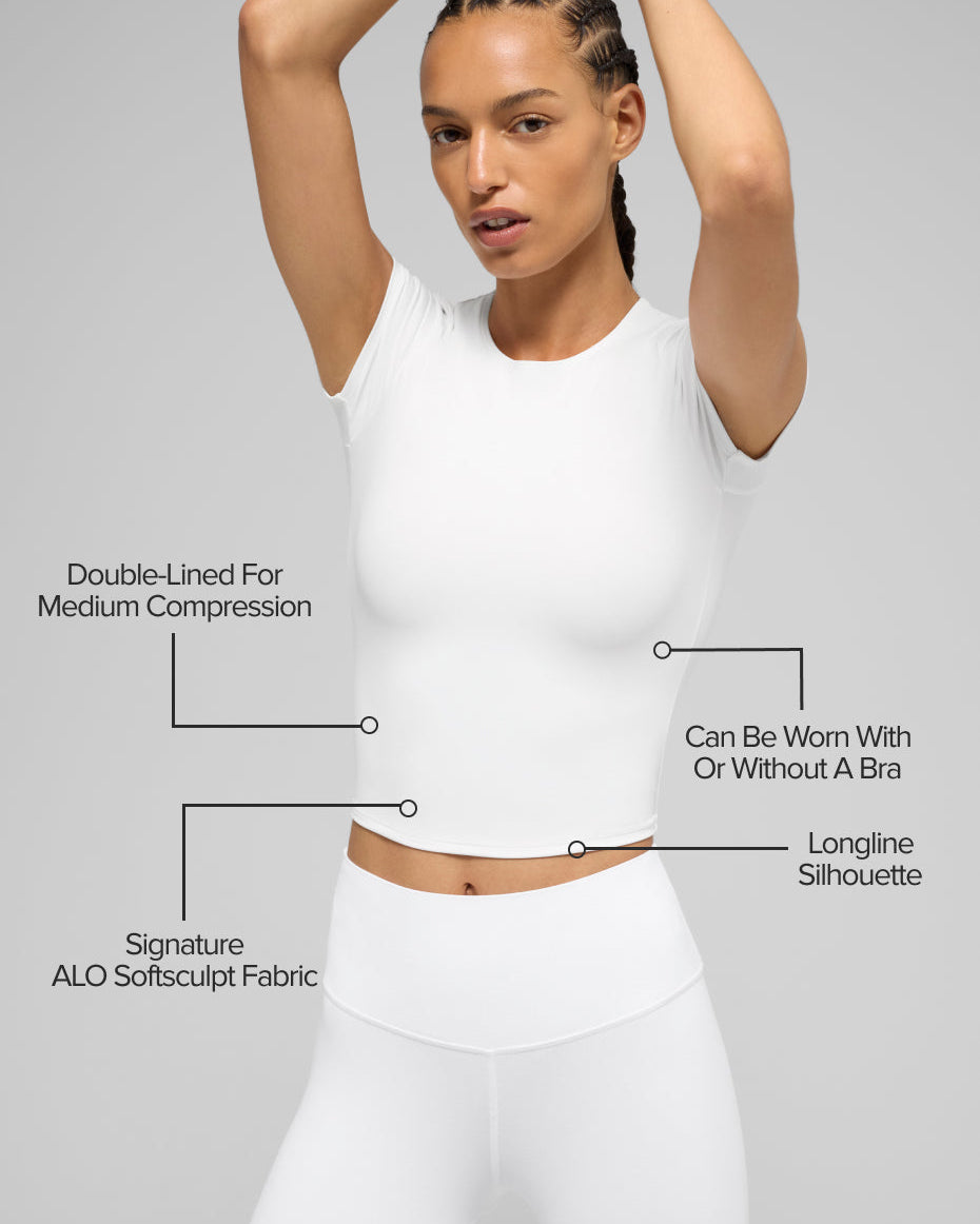 ALO Softsculpt Precision Short Sleeve Top - White