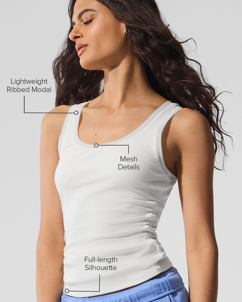 Ribbed Mesh Secret Tank - White