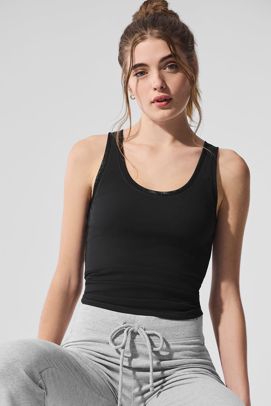 Ribbed Mesh Secret Tank - Black